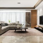 3d rendering modern dining room and living room with luxury decor